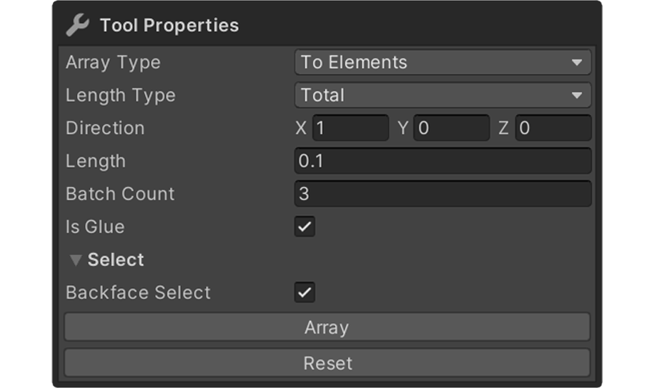 Linear Array Tool Properties