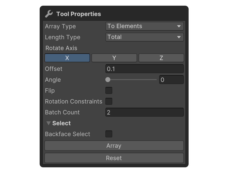 Radial Array Tool Properties