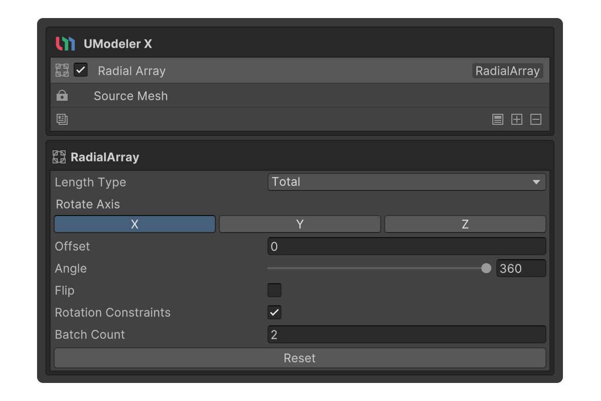 Radial Array Modifier Properties