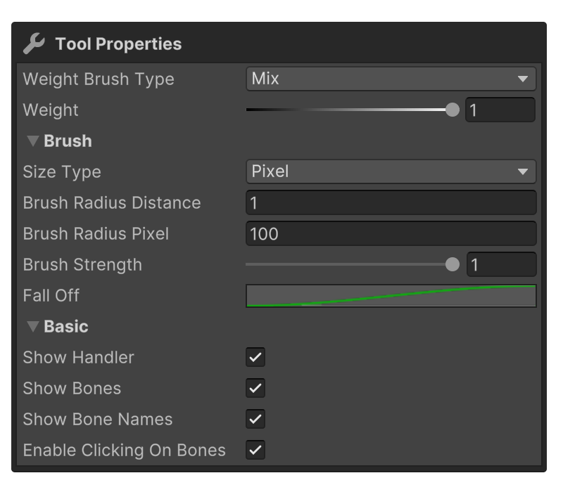 Weight Brush Tool Properties