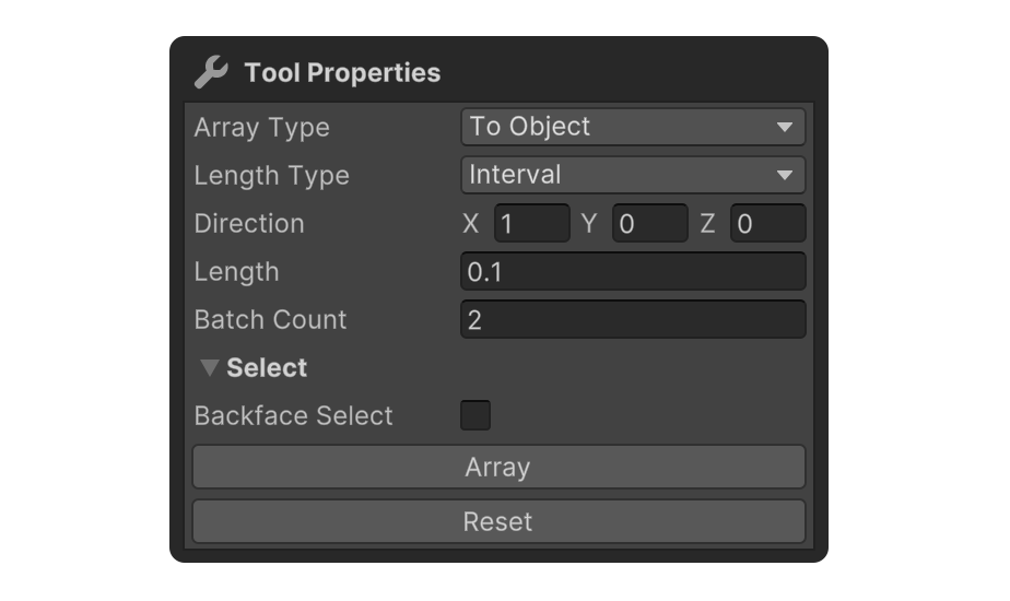 Linear Array Tool Properties