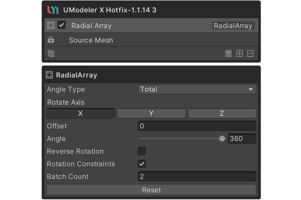 Radial Array Modifier Properties